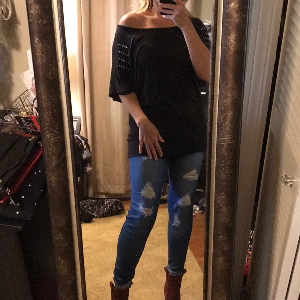 Black shirt with silver studs